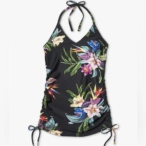 KONA SOL Women's Halter Cinch Side floral 
Tankini top size small